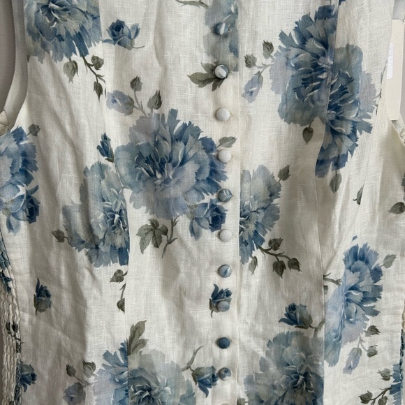 Faithfull The Brand Blue Floral Linen Mini Dress NWT | Summer Cottagecore 10 - Picture 5 of 12